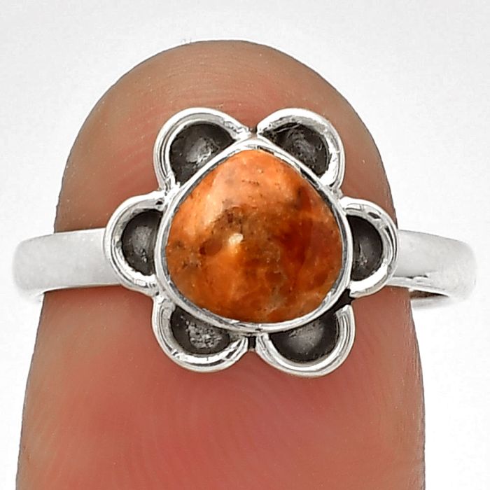 Natural Red Sponge Coral Ring size-7 SDR180711 R-1092, 7x7 mm