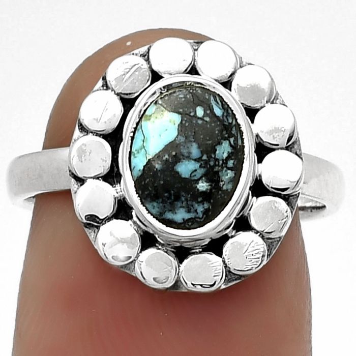 Natural Lucky Charm Tibetan Turquoise Ring size-7 SDR180760 R-1174, 7x9 mm