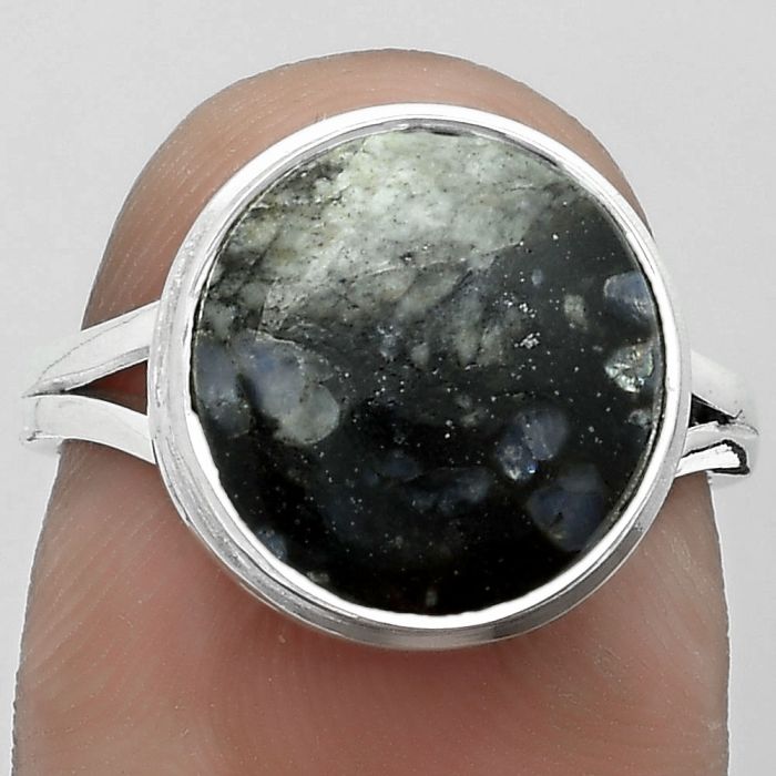 Llanite Blue Opal Crystal Sphere Ring size-7 SDR180951 R-1008, 12x12 mm