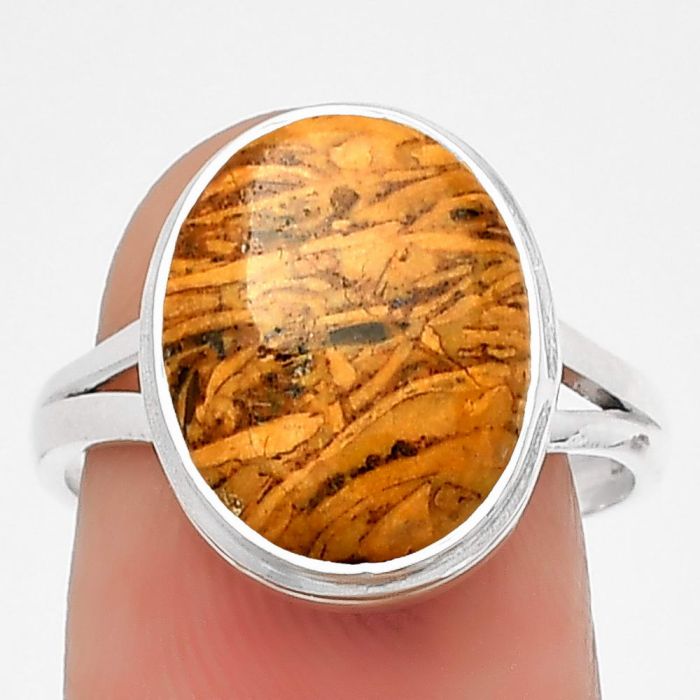 Natural Coquina Fossil Jasper - India Ring size-8 SDR181185 R-1008, 11x14 mm