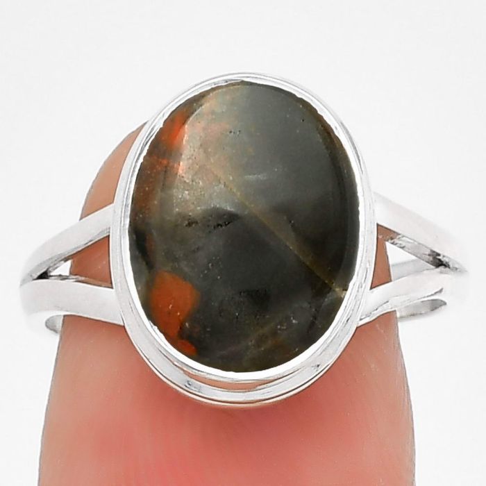 Natural Red Brecciated Jasper Ring size-8 SDR181188 R-1008, 10x13 mm