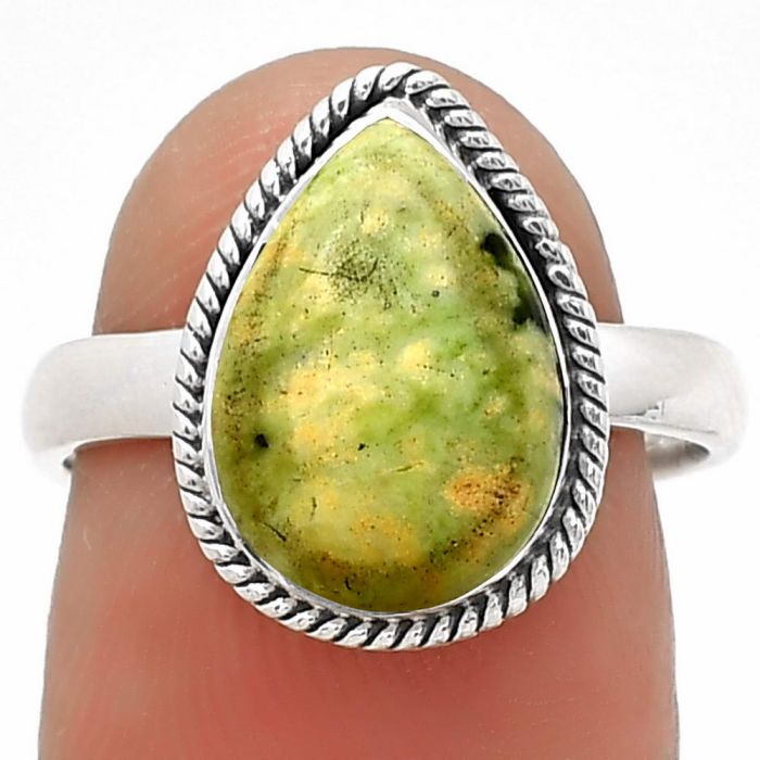 Natural Chrome Chalcedony Ring size-7 SDR181267 R-1009, 9x13 mm