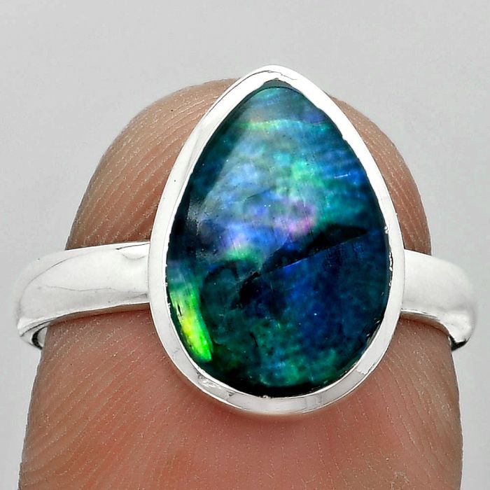Dichroic Glass Ring size-7 SDR181584 R-1004, 9x13 mm