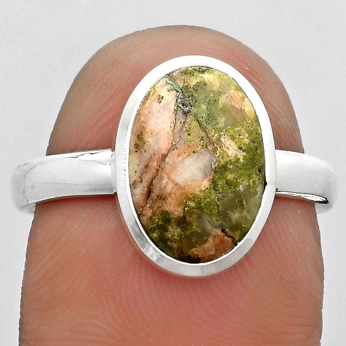 Natural Unakite Ring size-8 SDR181615 R-1004, 8x12 mm