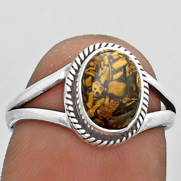 Natural Coquina Fossil Jasper - India Ring size-7 SDR181696 R-1010, 7x9 mm