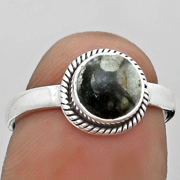 Natural Mexican Cabbing Fossil Ring size-7 SDR181728 R-1009, 7x7 mm