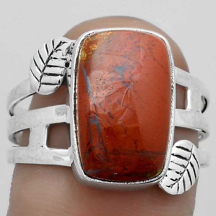 Natural Red Moss Agate Ring size-9 SDR181844 R-1400, 10x15 mm