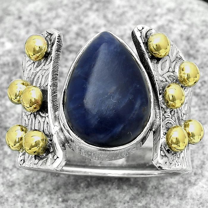 Two Tone - Natural Sodalite Ring size-6.5 SDR181855 R-1367, 10x14 mm