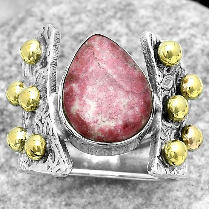 Two Tone - Pink Thulite - Norway Ring size-6.5 SDR181863 R-1367, 10x13 mm