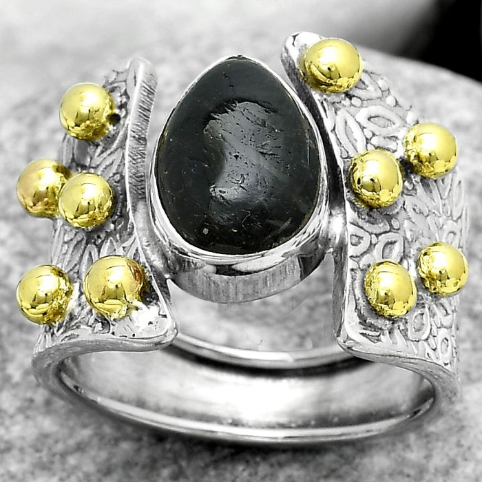 Two Tone - Natural Nuummite Ring size-8 SDR181870 R-1367, 8x12 mm