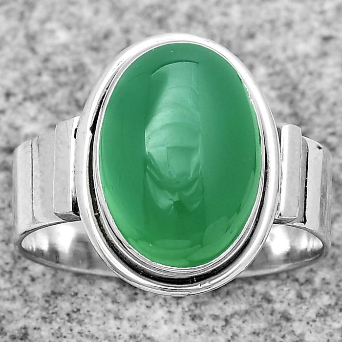 Natural Green Onyx Ring size-7 SDR182036 R-1521, 10x14 mm