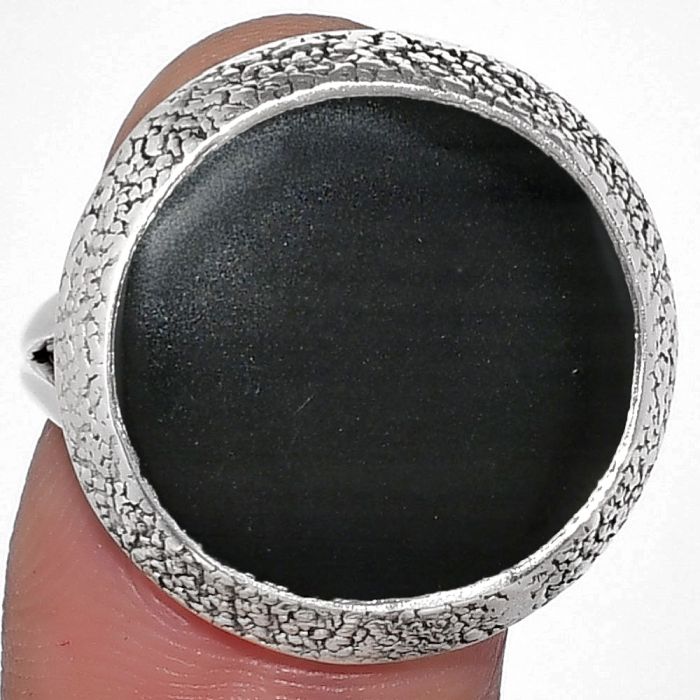 Natural Black Lace Obsidian Ring size-8 SDR182127 R-1307, 17x17 mm