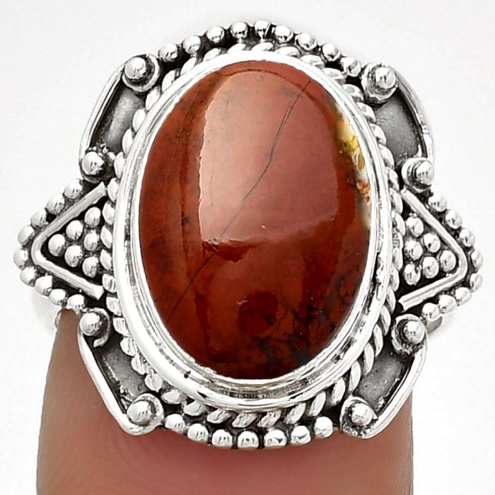 Natural Red Moss Agate Ring size-7 SDR182197 R-1557, 10x14 mm