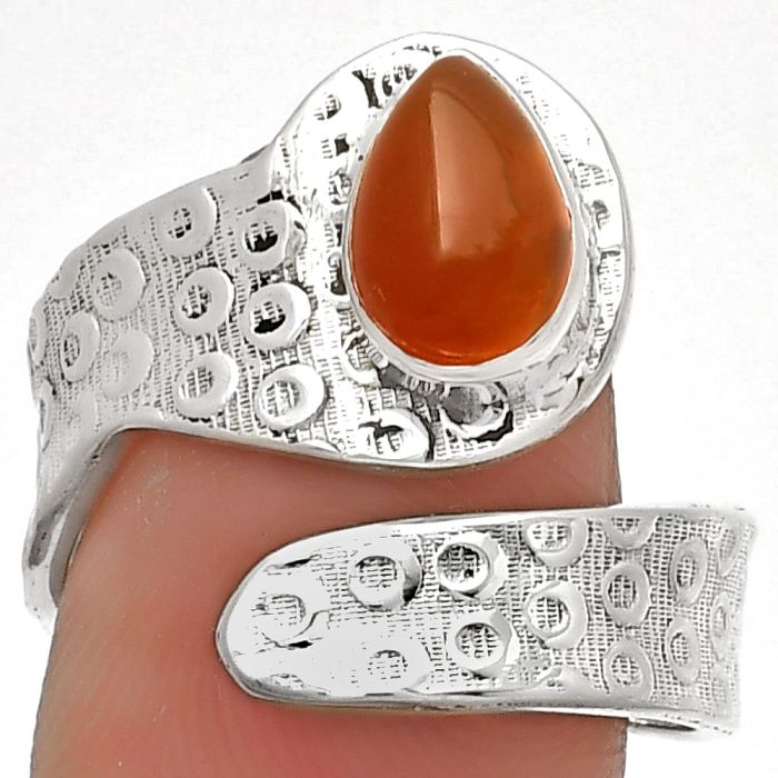 Adjustable - Natural Carnelian Ring size-9.5 SDR182574 R-1374, 6x9 mm