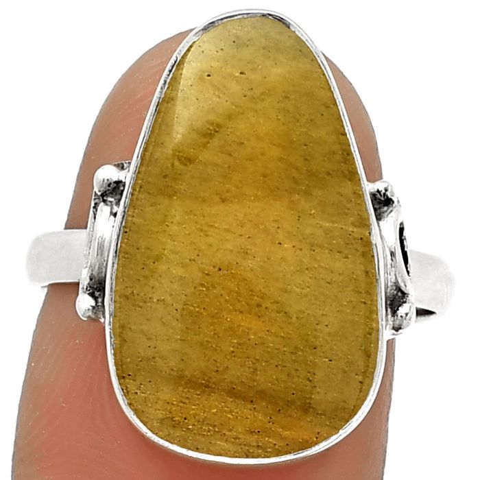 Natural Honey Aragonite Ring size-8 SDR182726 R-1198, 12x20 mm