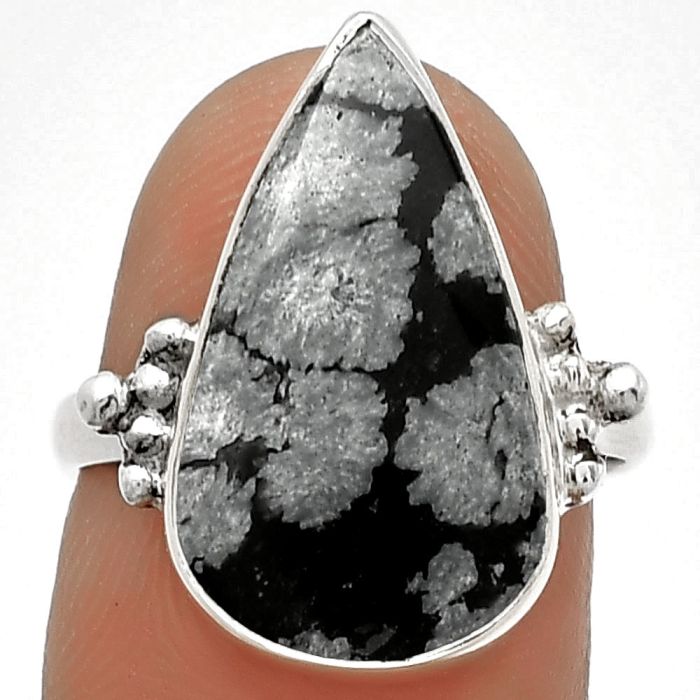 Natural Snow Flake Obsidian Ring size-7 SDR182780 R-1091, 11x20 mm