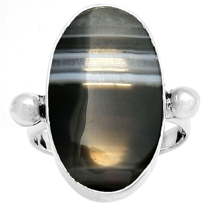 Natural Banded Onyx Ring size-7.5 SDR182789 R-1715, 13x23 mm
