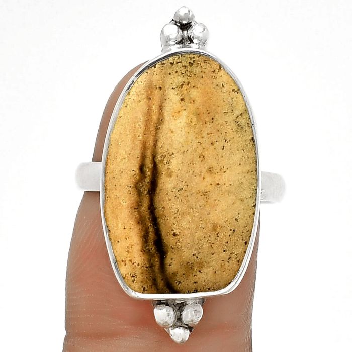 Natural Picture Jasper Ring size-7 SDR182842 R-1091, 13x21 mm