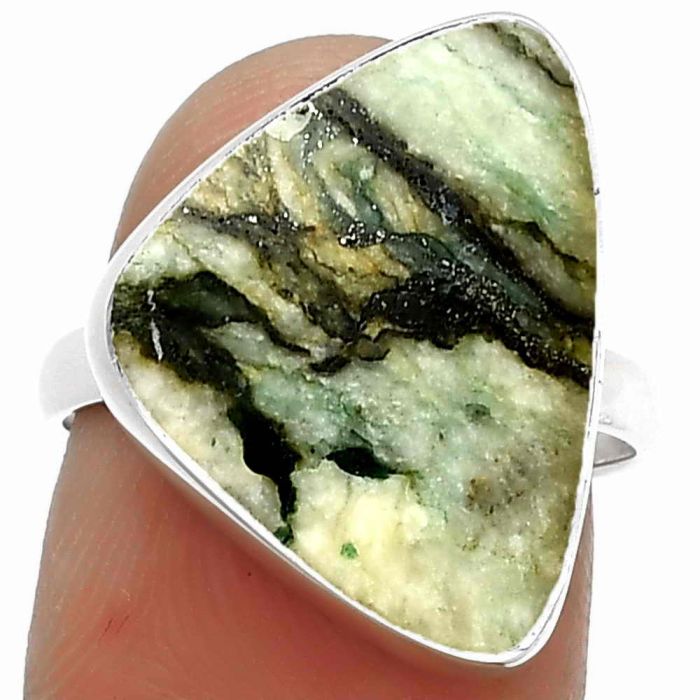 Natural Tree Weed Moss Agate - India Ring size-7 SDR182948 R-1001, 15x19 mm