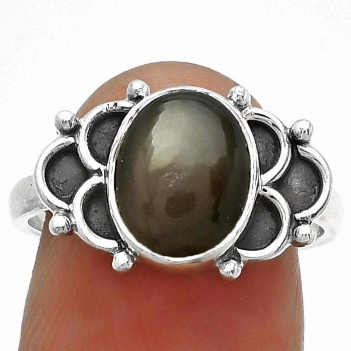 Natural Gray Moonstone Ring size-8 SDR183064 R-1104, 8x10 mm