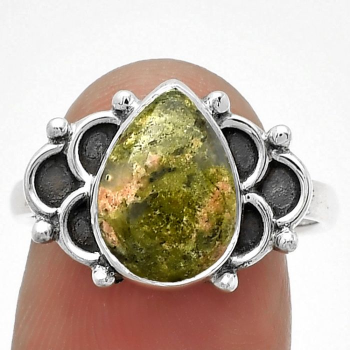 Natural Unakite Ring size-8 SDR183132 R-1104, 8x12 mm