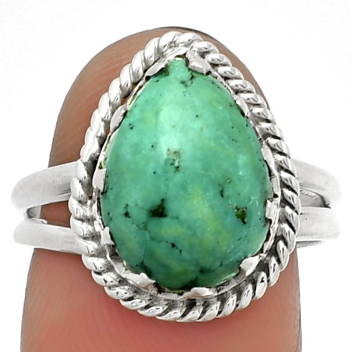 Natural Turquoise Magnesite Ring size-8 SDR183418 R-1474, 10x14 mm