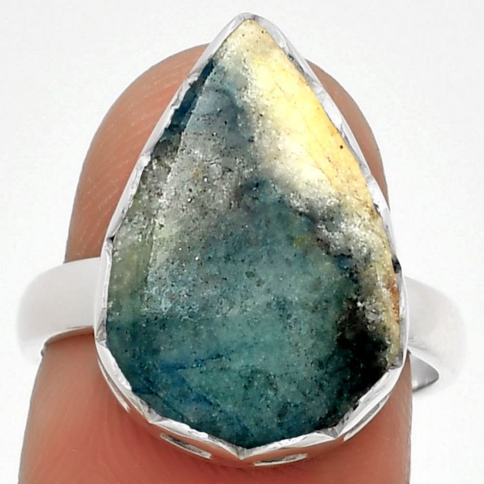 Natural Blue Scheelite - Turkey Ring size-7 SDR183515 R-1428, 13x19 mm