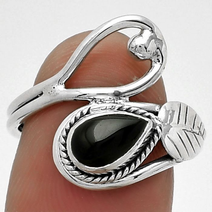 Natural Black Onyx - Brazil Ring size-7.5 SDR183559 R-1464, 5x8 mm