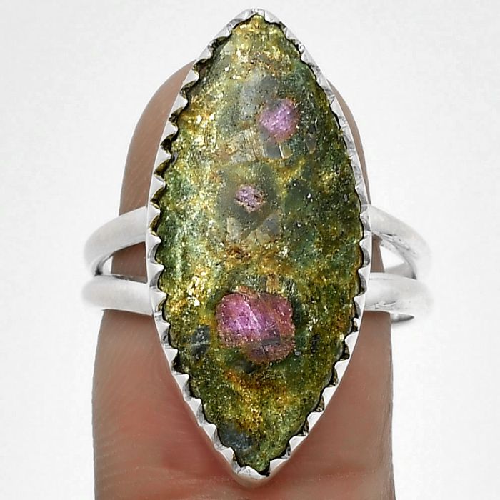 Natural Ruby In Fuchsite Ring size-7.5 SDR183613 R-1210, 12x25 mm