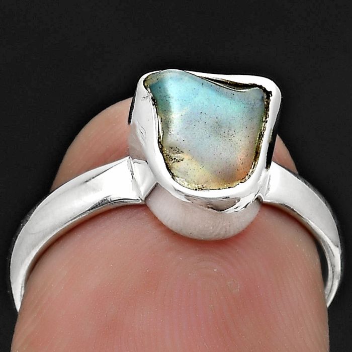 Natural Ethiopian Opal Rough Ring size-7 SDR183919 R-1001, 7x9 mm