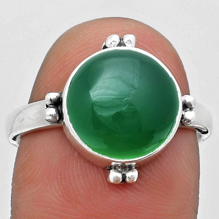 Natural Green Onyx Ring size-8.5 SDR184002 R-1127, 11x11 mm