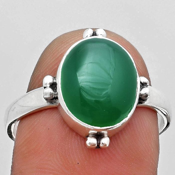 Natural Green Onyx Ring size-6.5 SDR184015 R-1127, 10x12 mm