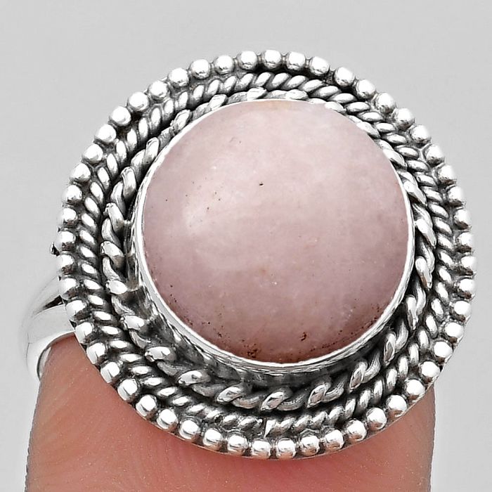 Natural Pink Scolecite Ring size-8.5 SDR184058 R-1447, 12x12 mm