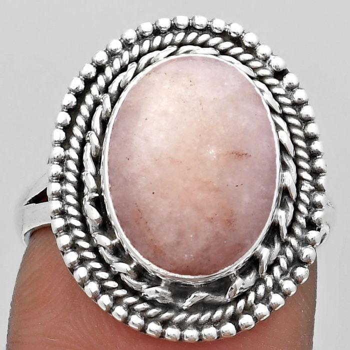 Natural Pink Scolecite Ring size-7 SDR184096 R-1447, 10x13 mm