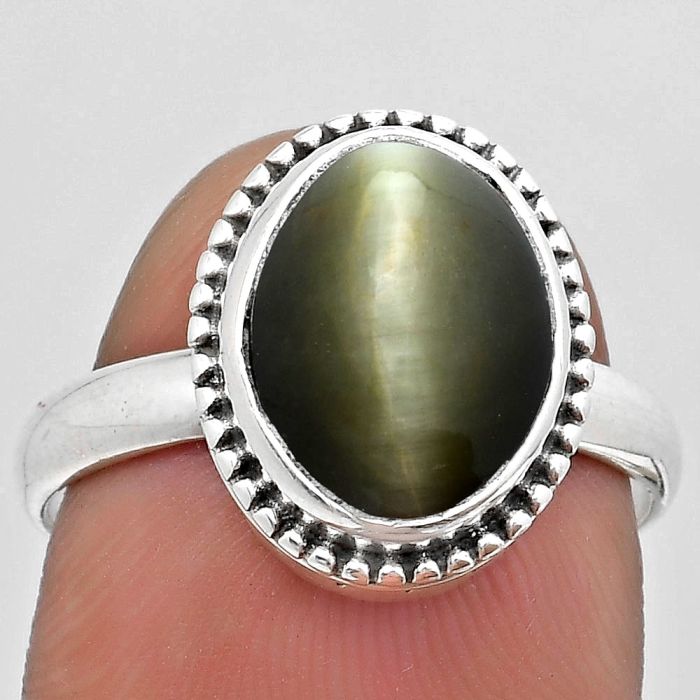 Natural Genuine Cats Eye Ring size-8 SDR184130 R-1071, 9x12 mm