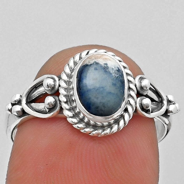 Natural Blue Scheelite - Turkey Ring size-8.5 SDR184159 R-1283, 6x8 mm