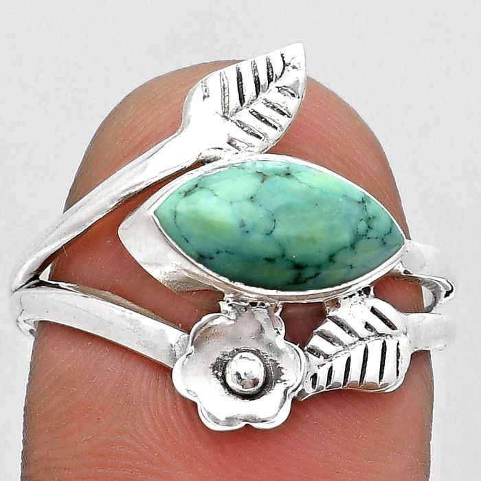 Natural Turquoise Magnesite Ring size-7.5 SDR184219 R-1251, 6x12 mm