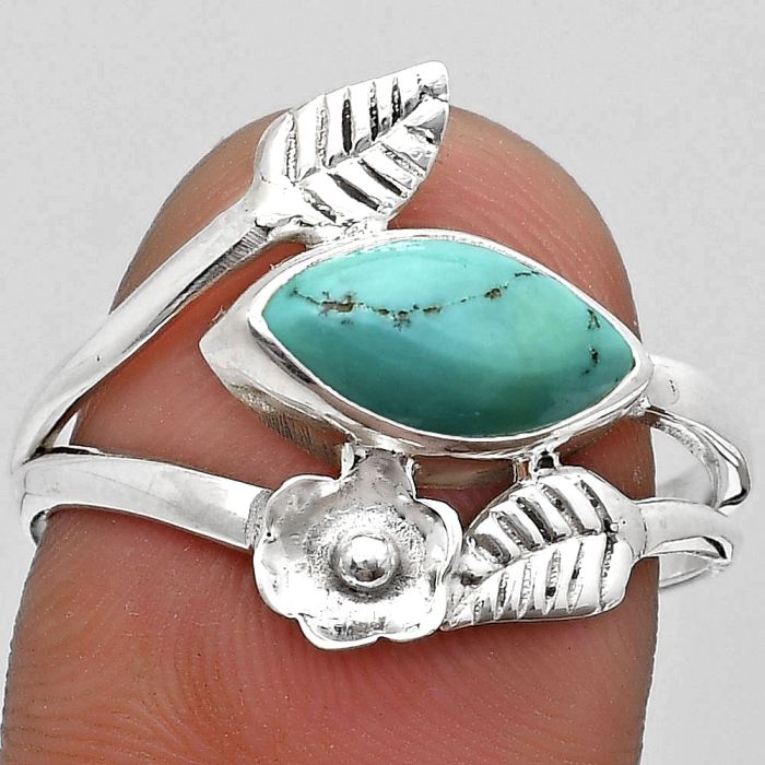 Natural Turquoise Magnesite Ring size-9 SDR184233 R-1251, 6x12 mm