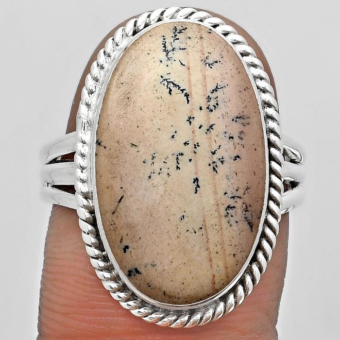 Natural Russian Honey Dendrite Opal Ring size-8 SDR184293 R-1010, 12x21 mm