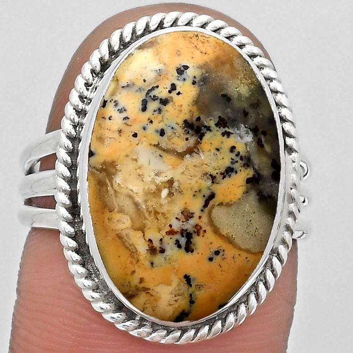 Natural Russian Honey Dendrite Opal Ring size-7 SDR184314 R-1010, 13x19 mm