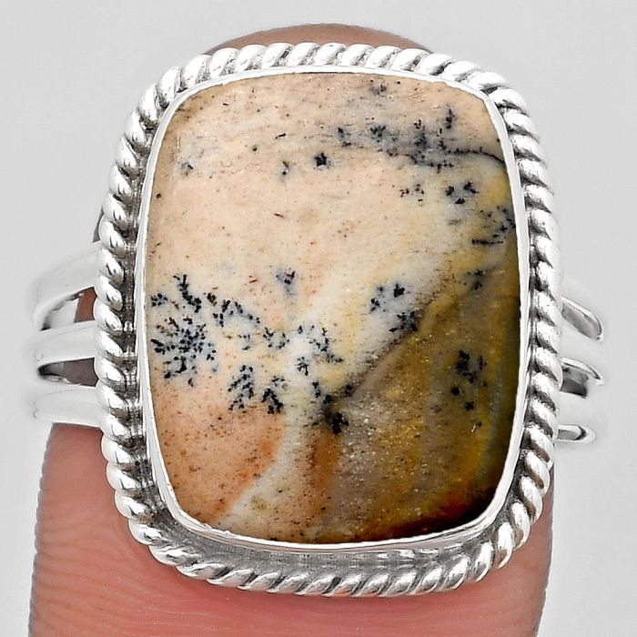 Natural Russian Honey Dendrite Opal Ring size-9.5 SDR184331 R-1010, 13x17 mm