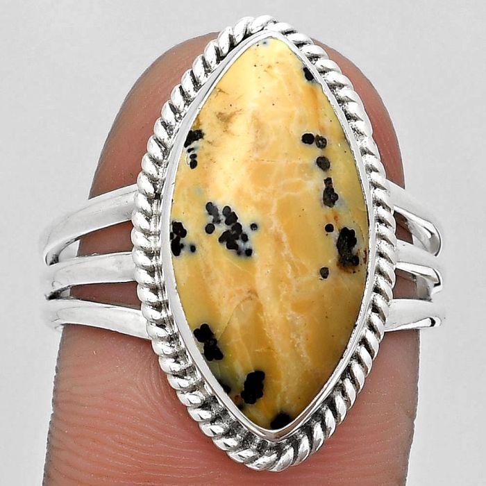 Natural Russian Honey Dendrite Opal Ring size-9 SDR184335 R-1010, 10x20 mm