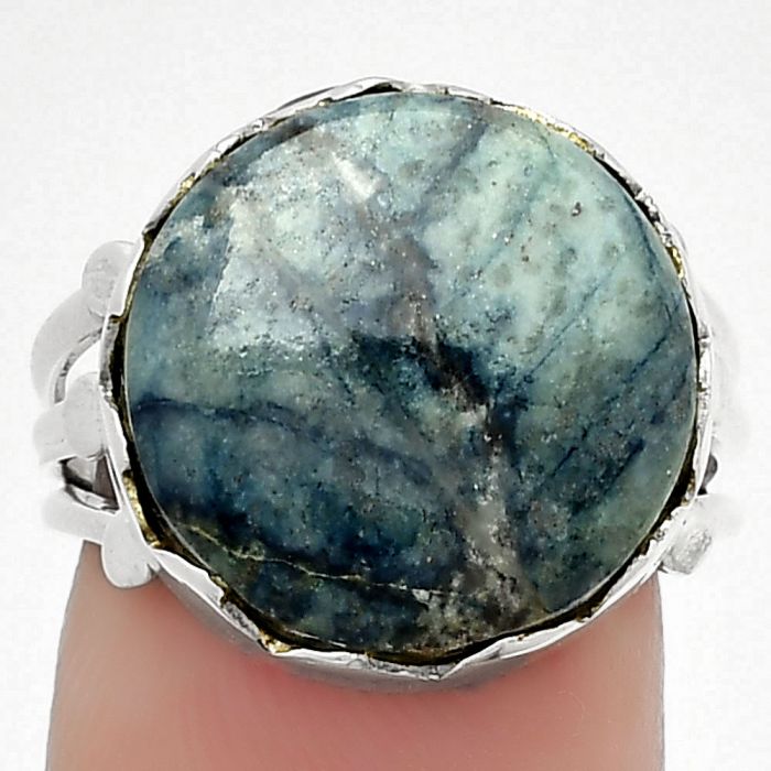 Natural Blue Scheelite - Turkey Ring size-7.5 SDR184387 R-1338, 16x16 mm