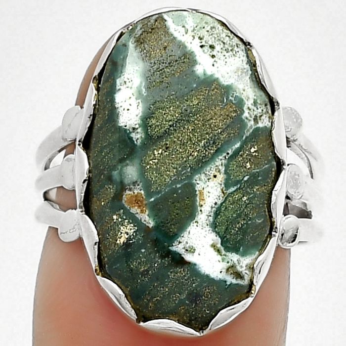 Natural Larsonite Jasper Ring size-7.5 SDR184416 R-1338, 13x20 mm