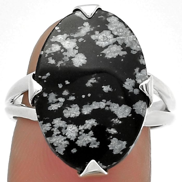 Natural Snow Flake Obsidian Ring size-8 SDR184497 R-1305, 13x19 mm