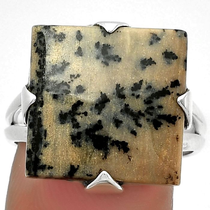 Natural Russian Honey Dendrite Opal Ring size-8 SDR184509 R-1305, 16x16 mm