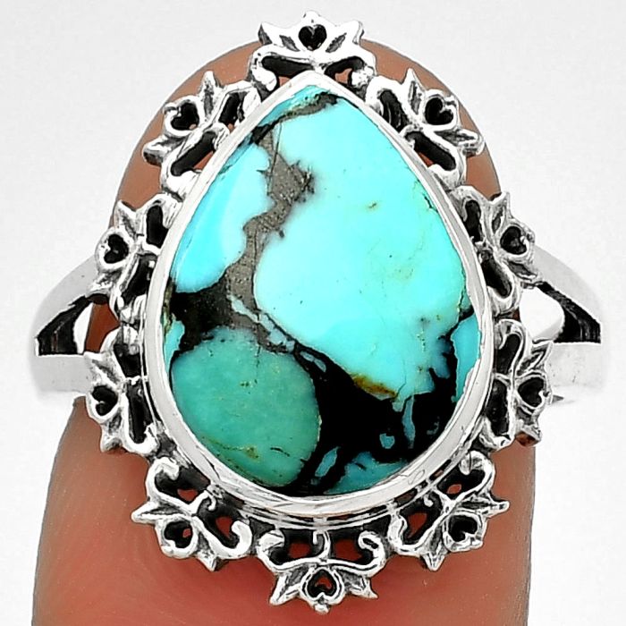 Natural Lucky Charm Tibetan Turquoise Ring size-7 SDR184588 R-1114, 10x14 mm