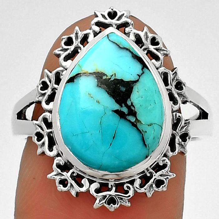 Natural Lucky Charm Tibetan Turquoise Ring size-8 SDR184594 R-1114, 10x14 mm