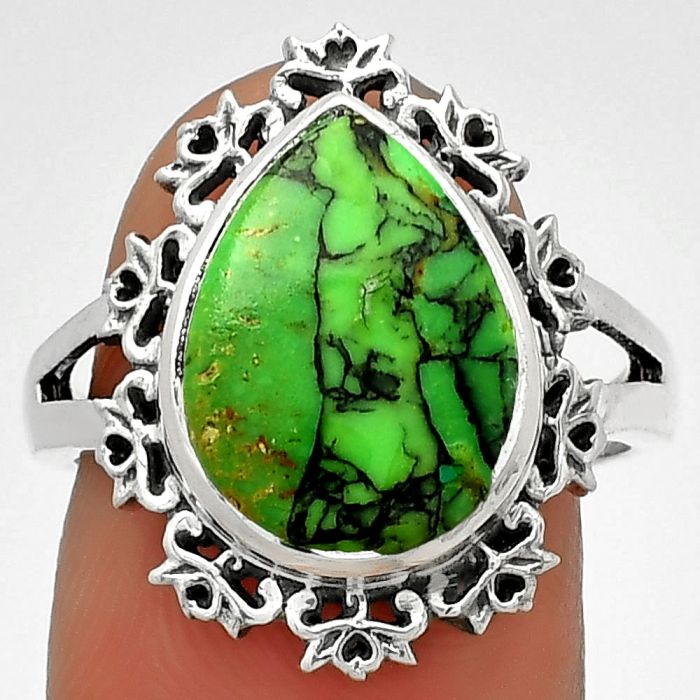 Natural Green Matrix Turquoise Ring size-8 SDR184600 R-1114, 10x14 mm