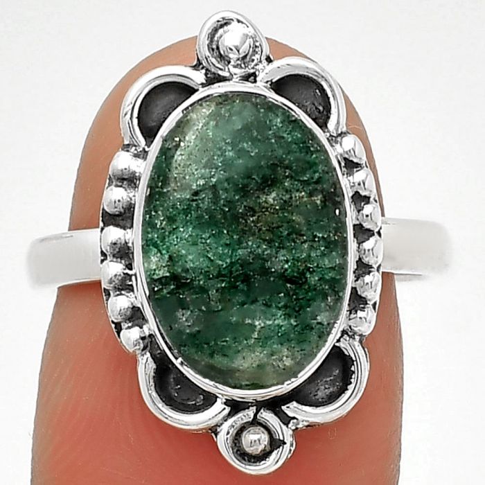 Natural Green Aventurine Ring size-7.5 SDR185323 R-1103, 9x14 mm